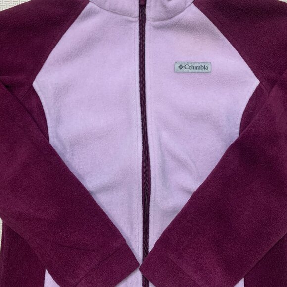 Columbia Springs Fleece Jacket Kids Girls Large Purple Burgundy Full Zip Pockets - Picture 2 of 6
